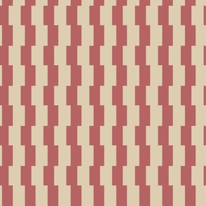 Offset Vertical Stripes Block Print in beige, cream, and dusty red