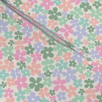Retro flower blossom summer - boho retro floral groovy seventies mint pink lilac nineties palette