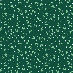 Minimalist scandinavian abstract Christmas theme mistletoe petals and berries mint white on green SMALL