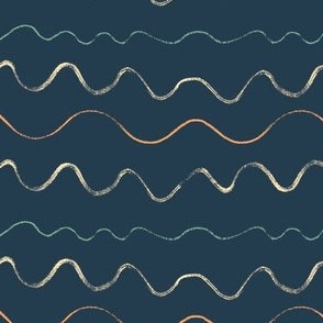Wavy lines on navy blue background - medium