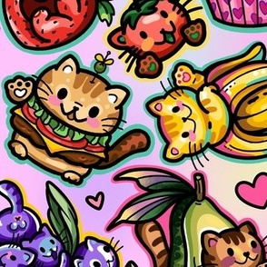 Happy foodie cats! (By shiratwig)