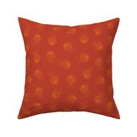 Fireside Flowers  Orange Ombre and Earthy Red / Large Scale / Best Friends Forever 