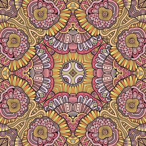 Kaleidoscope floral ethnic pattern