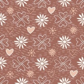 Christmas Snowflakes, hearts and flowers - NUTMEG BROWN