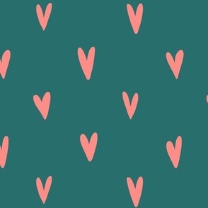 Large Hearts Aesthetic- Pink on Teal