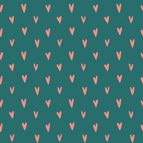 Small Hearts Aesthetic - pink and dark teal