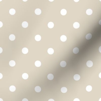 Half-Inch White Polka Dot on a Bone Background.  4 Dots per 6 Inches