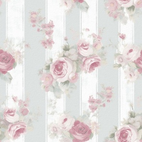 Pink roses,vintage flowers,vertical lines,stripes watercolor