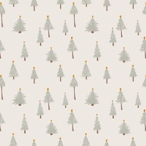 SMALL 4 X 4 Festive Forest Taupe_christmas pine trees forest 