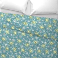 Nimbus hand drawn floral | Blue and Yellow | Apricity Design Challenge