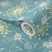 Nimbus hand drawn floral | Blue and Yellow | Apricity Design Challenge