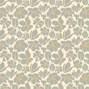 Magnolia Flowers - Matisse Inspired - Sage Green / October Mist - MEDIUM