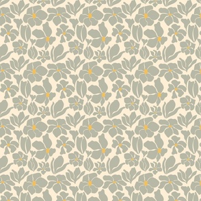 Magnolia Flowers - Matisse Inspired - Sage Green / October Mist - SMALL