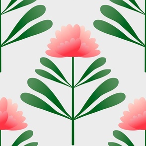 0007b/M Pink Peony Flower on Clay - Art Deco style (Medium)