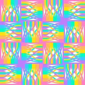 Sankey Diagram Checkerboard, Pastel Rainbow