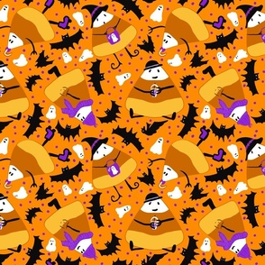 Candy Corn Characters on orange background