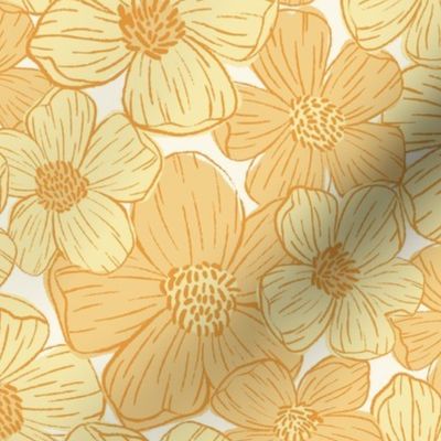 Buttercup Flowerbed - light background - Medium Scale