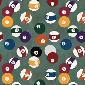 Pool Night: Painted Billiard Balls on Textured Background Medium Scale