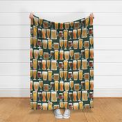 Pints of Beer, Mugs, Glasses, Goblets Aligned Directional Large  Scale Pub Wallpaper and Decor