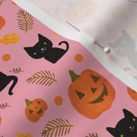 Spooky Halloween Black Cats & Pumpkins
