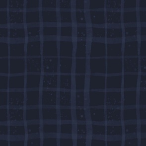 loosely painted dark plaid navy 24 in