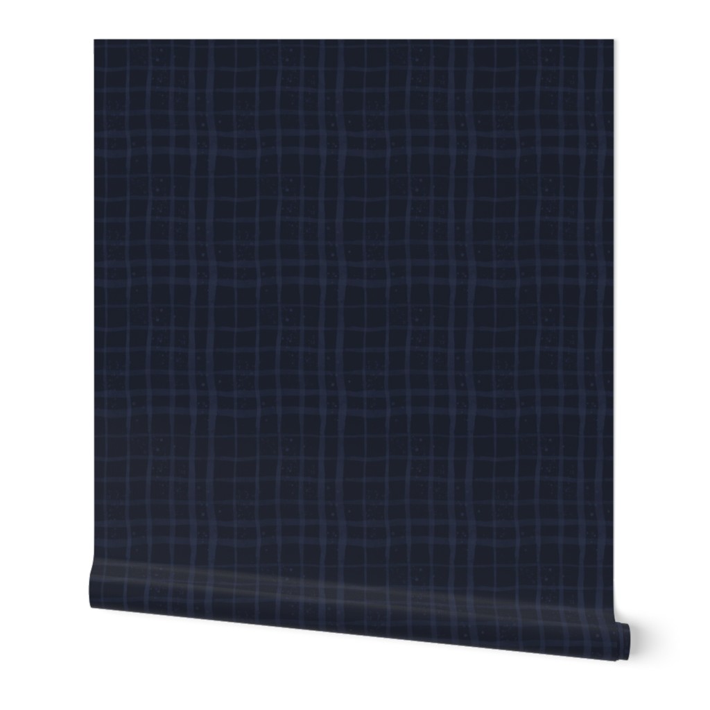 loosely painted dark plaid navy 12in