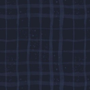 loosely painted dark plaid navy 12in