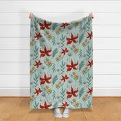 teal and turquoise summery floral - large scale