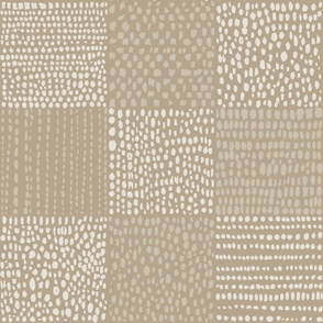 Sabbia Beige Monochromatic Textured Grid Large Charcoal