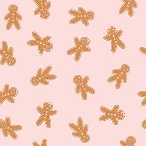 Christmas Gingerbread Men on Soft Pink