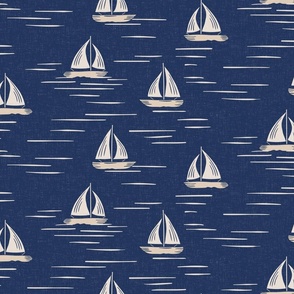 Lake Life Boats White Coffee on Navy - large