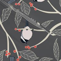 Apricity Chickadees-and-Red Berries • Large Scale