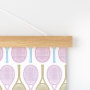 Watercolor Tennis Racquets Medium, Preppy pastel tennis rackets, in Pink, Green, Blue, Mustard, sports, game