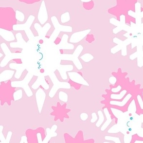 Kawaii Apricity Snowflakes in Pink