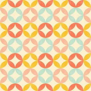 Pink Yellow Blue Quilted Circles Harmony