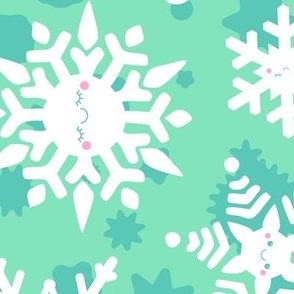 Kawaii Apricity Snowflakes in Mint