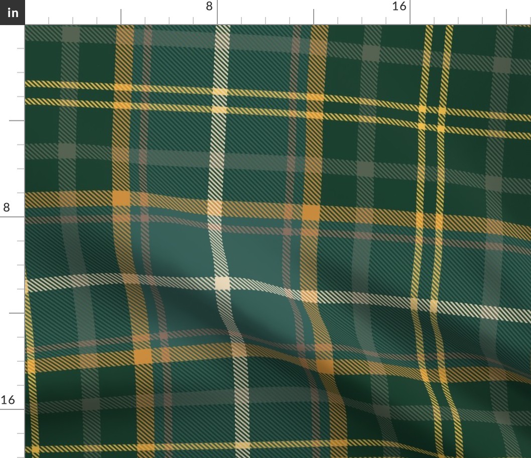 Shades of Bottle Green And Amber Beer Tartan Plaid Large Scale