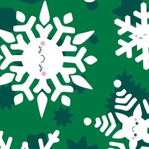 Kawaii Apricity Snowflakes in Christmas Green