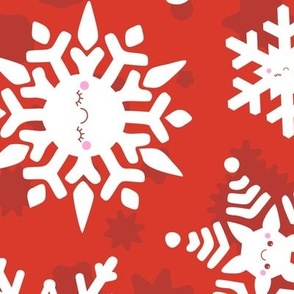 Kawaii Apricity Snowflakes in Christmas Red