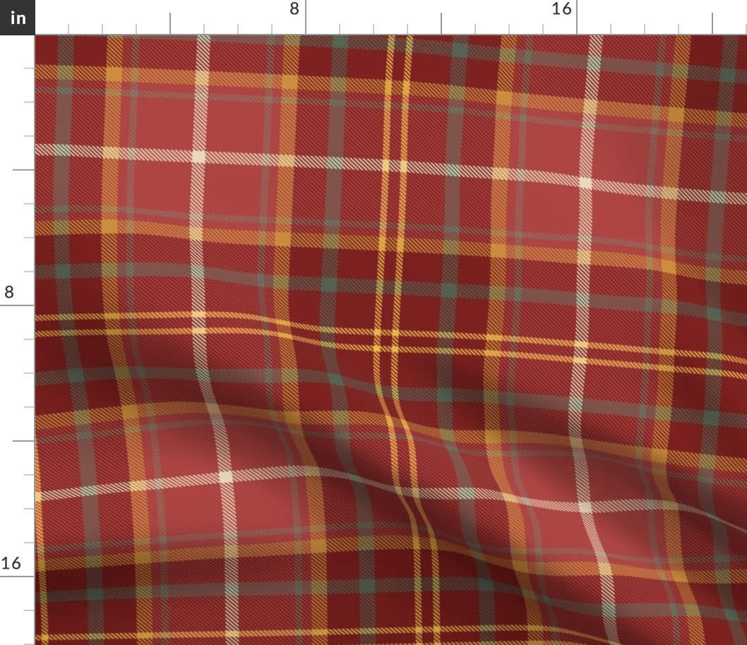 Shades of Red And Amber Beer Tartan Plaid Small Scale 