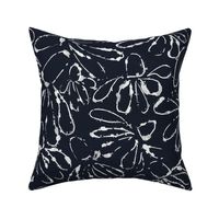Navy Elegance Abstract Daisy - Chic Monochrome Floral Fabric and Wallpaper Design