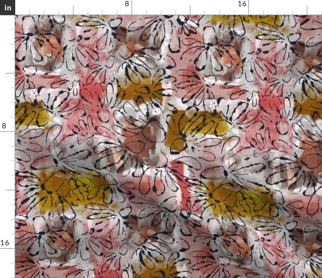 Abstract Daisy Delight - Vivid Watercolor Floral Pattern for Dynamic Fabric and Wallpaper