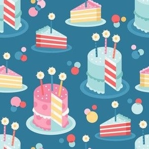 birthday cakes on dark blue