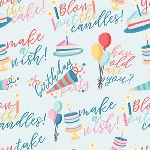 birthday phrases on light blue