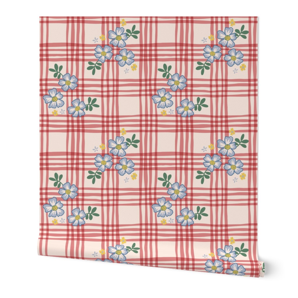 French Country Floral Plaid - Medium - Pink