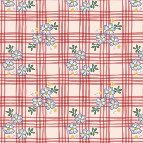 French Country Floral Plaid - Medium - Pink