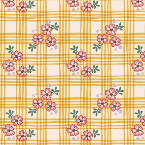 French Country Floral Plaid - Medium - Yellow
