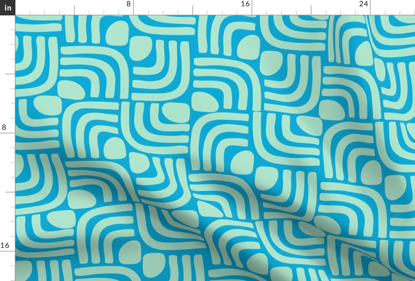 Overlapping Buttons - Rio Mint on Blue Lagoon