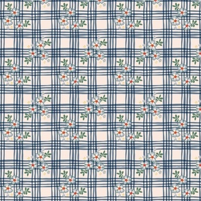 French Country Floral Plaid - Small - Blue