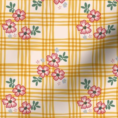French Country Floral Plaid - Small - Yellow